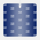 ロゴシンプル繰り返しロゴNavy Blue Gradient メタルオーナメント (正面)