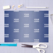 ロゴシンプル繰り返しロゴNavy Blue Gradient 薄葉紙 (クラフト)