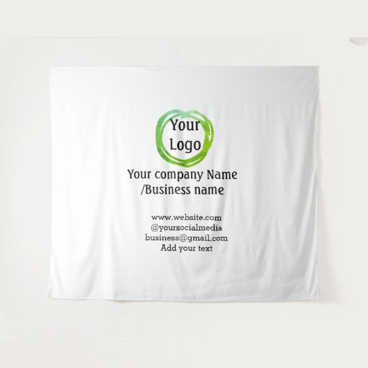 ロゴシンプル金ゴールドwebサイトの追加ソーシャルt タペストリー (正面(横))