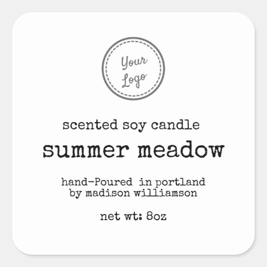 ロゴシンプルSoy Candle |タイプライター文字 スクエアシール (正面)