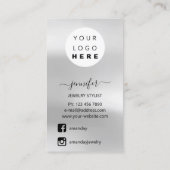 ロゴジュエリーカードソーシャルメディアシルバーグレーグレー 名刺 (裏面)