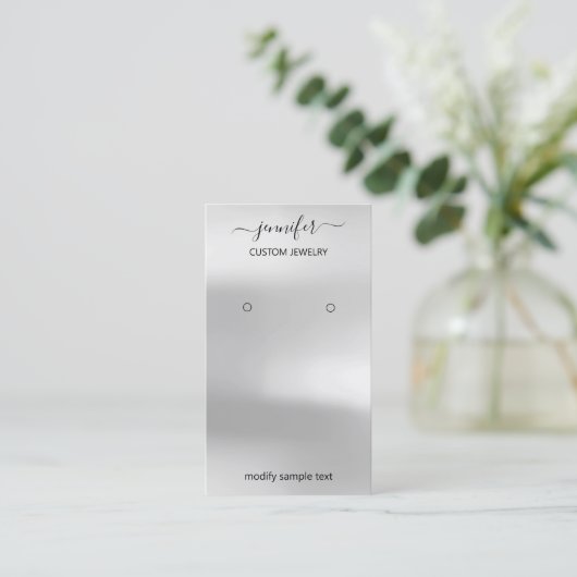 ロゴジュエリーカードソーシャルメディアシルバーグレーグレー 名刺 (スタンド正面)