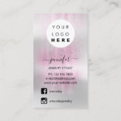 ロゴジュエリーカードソーシャルメディアシルバーグレーバラ 名刺 (裏面)