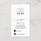 ロゴジュエリーカードソーシャルメディア白黒 名刺 (裏面)