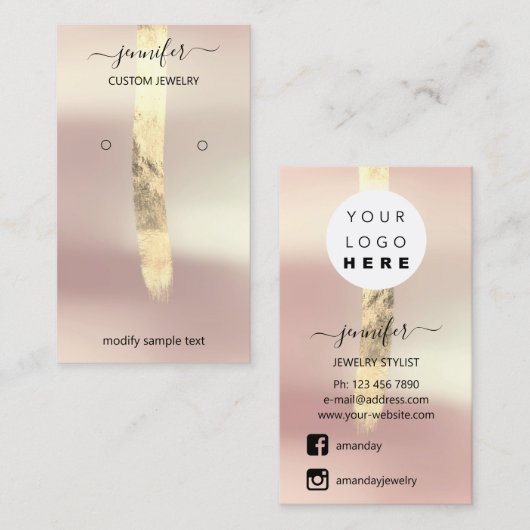 ロゴジュエリーカードソーシャルメディア金ゴールドバラ 名刺 (正面/裏面)