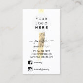 ロゴジュエリーカードソーシャルメディア金ゴールドホワイト 名刺 (裏面)