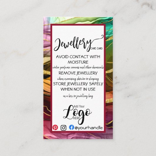 ロゴジュエリーカー気にドの追加SMALL Business UK 名刺 (正面)