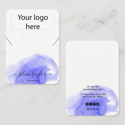 ロゴジュエリーネックレスイヤリングディスプレイカード 名刺 (正面/裏面)