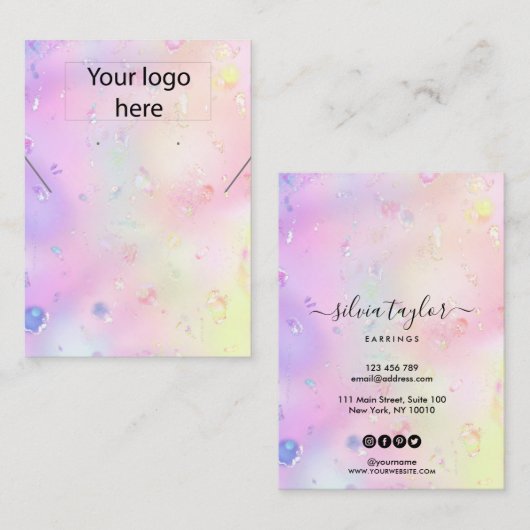 ロゴジュエリーネックレスイヤリングディスプレイカード 名刺 (正面/裏面)