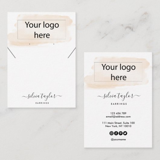ロゴジュエリーネックレスイヤリングディスプレイカード 名刺 (正面/裏面)