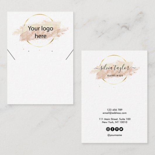 ロゴジュエリーネックレスイヤリングディスプレイカード 名刺 (正面/裏面)