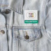 ロゴスクエア付エメラルドグリーンボランティアバッジ 缶バッジ (インサイチュ)