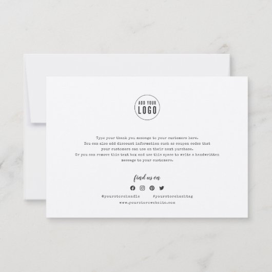 ロゴスクリプトとタイプライターの追加Kraftありがとう サンキューカード (裏面)