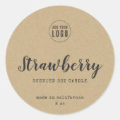 ロゴスクリプトとタイプライターのKraft製品ラベルの追加 ラウンドシール (正面)