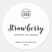 ロゴスクリプトとタイプライター製品ラベルを追加 ラウンドシール (正面)