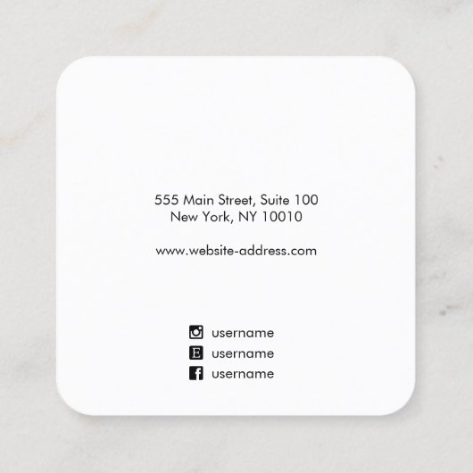 ロゴスクリプトシャンパン金ゴールドグラデーションイヤリングの追加 スクエア名刺 (裏面)