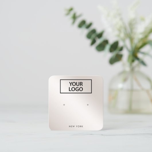 ロゴスクリプトシャンパン金ゴールドグラデーションイヤリングの追加 スクエア名刺 (スタンド正面)