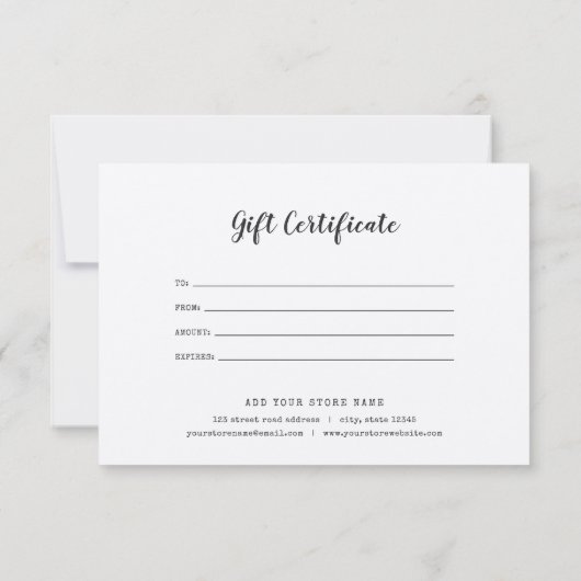 ロゴスクリプトタイプライターの追加Kraftギフト証明書 (裏面)