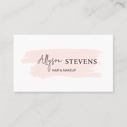 ロゴスクリプトピンクのブラシの髪のメイクアップqrコード 名刺 (正面)