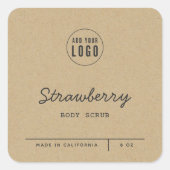 ロゴスクリプト行の追加Kraft製品ラベル スクエアシール (正面)