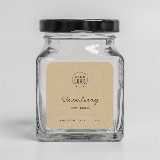 ロゴスクリプト行の追加Kraft製品ラベル スクエアシール