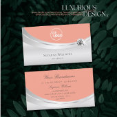 ロゴスタイリッシュとダイヤモンド付きコーラルシルバーデコール 名刺