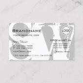 ロゴスタイリッシュとモノグラムを含む灰色の白い黒 名刺 (裏面)