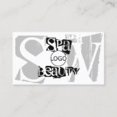 ロゴスタイリッシュとモノグラムを含む灰色の白い黒 名刺 (正面)