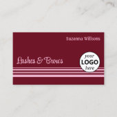 ロゴスタイリッシュと写真が入ったワストライプインレッドピンクの 名刺 (正面)