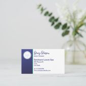 ロゴスタイリッシュアールデコブルーホワイトピーコックの羽根 名刺 (スタンド正面)