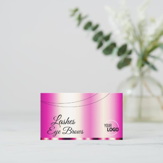 ロゴスタイリッシュガーリーと写真が入ったピンクのグラマラス 名刺 (スタンド正面)