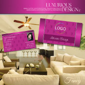 ロゴスタイリッシュガーリーモノグラムと写真を使用したピンク 名刺