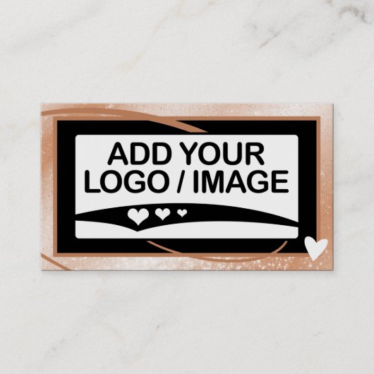 ロゴスタイリッシュテンプレートクール桃フレームかわいいハート 名刺 (正面)