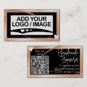 ロゴスタイリッシュテンプレートクール桃フレームかわいいハート 名刺 (正面/裏面)