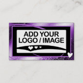 ロゴスタイリッシュテンプレートクール紫色フレームかわいいハート 名刺 (正面)