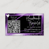 ロゴスタイリッシュテンプレートクール紫色フレームかわいいハート 名刺 (裏面)