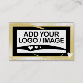 ロゴスタイリッシュテンプレートクール金ゴールドフレームかわいいハート 名刺 (正面)