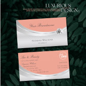 ロゴスタイリッシュ付きコーラルシルバーとスパークルダイヤモンド 名刺