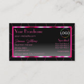 ロゴスタイリッシュ付きピンクの枠の黒いグラデモダンーション 名刺 (裏面)