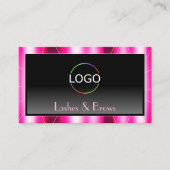 ロゴスタイリッシュ付きピンクの枠の黒いグラデモダンーション 名刺 (正面)