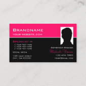 ロゴスタイリッシュ付きピンクブラック&フォトプロフェッショナル 名刺 (裏面)