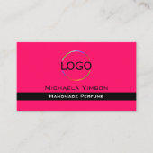 ロゴスタイリッシュ付きピンクブラック&フォトプロフェッショナル 名刺 (正面)