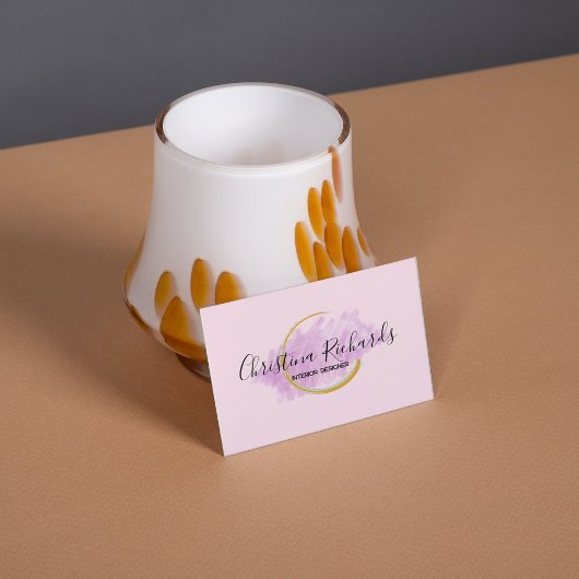 ロゴスタイリッシュ付きピンク色とQR 名刺