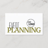 ロゴスタイリッシュ付き白とオリーブモダングリーン 名刺 (正面)