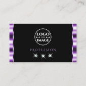 ロゴスタイリッシュ付き紫きらめくブラックダイヤモンド 名刺 (正面)