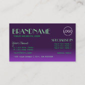 ロゴスタイリッシュ付き紫と緑の鏡フォント 名刺 (裏面)