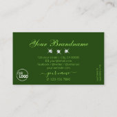 ロゴスタイリッシュ付き緑きらめく大理石ダイヤモンド 名刺 (裏面)