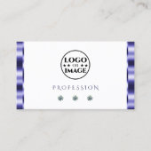 ロゴスタイリッシュ付き青と白きらめくの宝石 名刺 (正面)