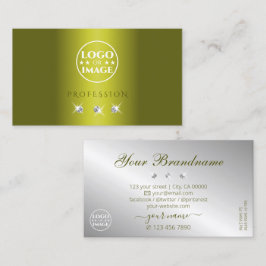 ロゴスタイリッシュ付き黄きらめく色シルバーダイヤモンド 名刺