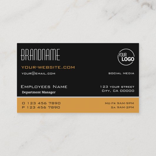 ロゴスタイリッシュ付き黒とオシンプルレンジモダンの 名刺 (裏面)